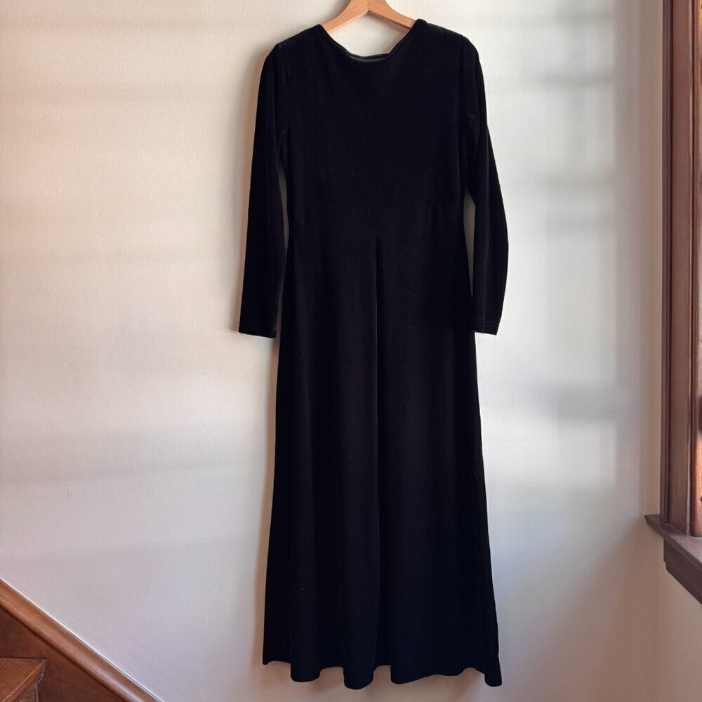 Vintage Ronni Nicole Black Velvet Maxi Dress Long Sleeve Size 8 Whimsigoth Fall - Picture 1 of 8